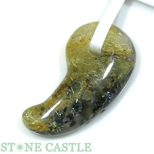 ☆一点物☆【置き石】勾玉 太陽タイチンルチルクォーツ 約12x22mm No.02 【天然石 パワーストーン】