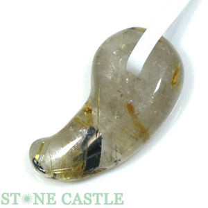 ☆一点物☆【置き石】勾玉 太陽タイチンルチルクォーツ 約12x22mm No.05 【天然石 パワーストーン】