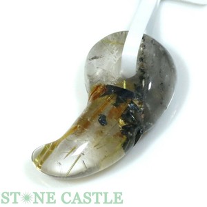 ☆一点物☆【置き石】勾玉 太陽タイチンルチルクォーツ 約12x22mm No.06 【天然石 パワーストーン】