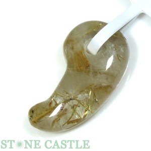 ☆一点物☆【置き石】勾玉 太陽タイチンルチルクォーツ 約12x22mm No.07 【天然石 パワーストーン】
