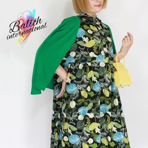 【再販 人気ワンピース】ボタニカルプリント 前ボタン ワンピース
