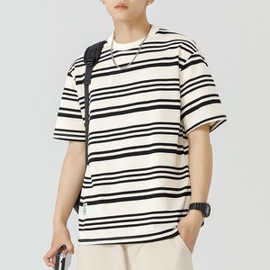 P22700 半袖 韓国風 Tシャツ メンズ 男 ストライプ 2025春夏新作トップス ゆるい カジュアル