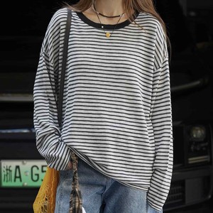 u28788トップス レディース Tシャツ ストライプ カットソー 長袖 2025夏秋新作