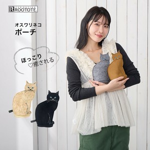 【人気】ポーチ　EU.ウイズルー.オスワリネコ-A