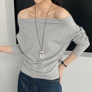 u28802トップス レディース オフショルダー 無地 5色 通勤 2025夏新作 長袖 Tシャツ