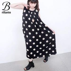 ドット柄フロントタック ノースリワンピース　シルク調2025aw定番　 BRILLANTE東京 (189343)