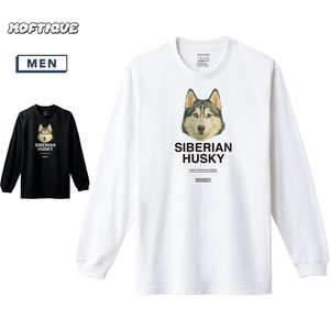 【予約】 長袖Tシャツ シベリアンハスキー 犬 ドッグ ペット アニマル プリント ロンT メンズ ユニセックス