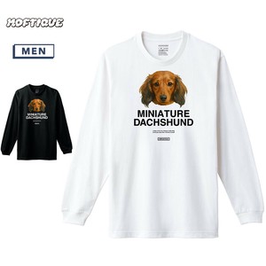 【予約】 長袖Tシャツ ミニチュアダックスフンド 犬 ドッグ アニマル プリント ロンT メンズ ユニセックス