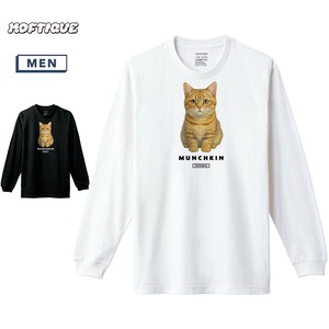 【予約】 長袖Tシャツ マンチカン 猫 キャット ペット アニマル プリント ロンT メンズ ユニセックス