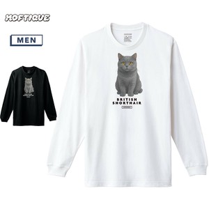 【予約】 長袖Tシャツ ブリティッシュショートヘアー 猫 キャット プリント ロンT メンズ ユニセックス