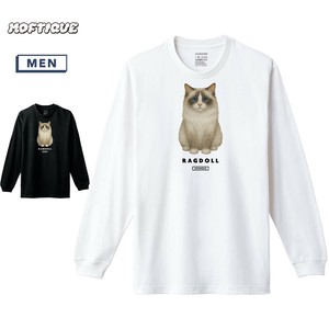 【予約】 長袖Tシャツ ラグドール 猫 キャット ペット アニマル プリント ロンT メンズ ユニセックス