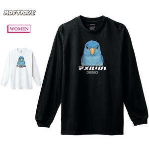 【予約】 長袖Tシャツ マメルリハ インコ 鳥 ペット アニマル プリント 袖リブ ロンT トップス レディース