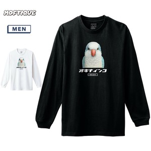 【予約】 長袖Tシャツ オキナインコ 鳥 ペット アニマル プリント ロンT トップス メンズ ユニセックス