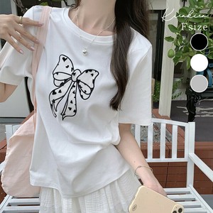 トップス《リボン刺繍デザインTシャツ 全3色》