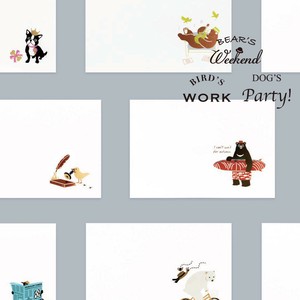 【ROKKAKU】アニマルシリーズ メッセージカード ポストカード はがき クマ&鳥&犬