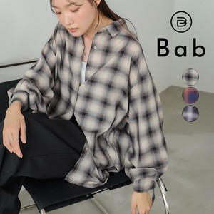 Button Shirt/Blouse Design Gathered Shirt Check Back [A/W NEW]