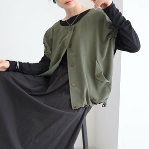 サラサラ素材の裾ドロストデザイン前開きラウンドベストchouchou（シュシュ）2025新作秋冬AW
