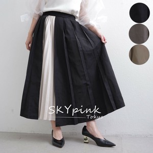 【2025AW新作】異素材切り替えバイカラープリーツスカート　SKYpink東京店