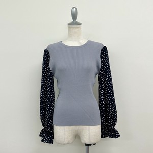 シフォン袖リブニット