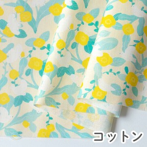 【生地】【布】【コットン】イエローフラワーバード デザインファブリック★1m単位でカット販売