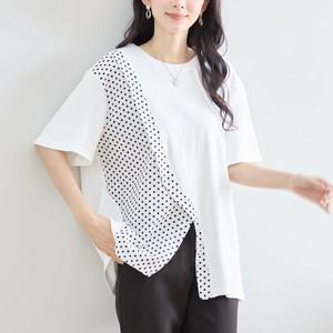 【2025新作】【再入荷】【M〜L】ドットライン切替AラインTシャツ(N12-549)(5号店）FM5