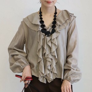 Button Shirt/Blouse Frilled Blouse
