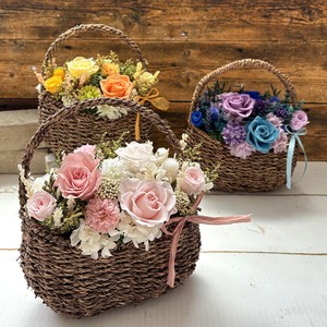 メランコリープリザーブドアレンジローズラベンダ－ナチュラルバスケット花材ギフト