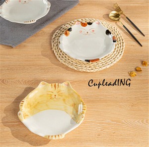 シーズン商品 激安セール 釉下彩陶器 猫柄プレート オールインワン食器 深皿・麦片ボウル