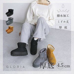 【2025秋冬新作】【即納】厚底ミドル丈ムートン風ブーツ　靴　シューズ　あったか　防寒　撥水加工　ボア