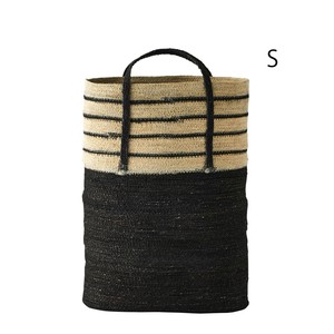 シーグラス バスケット ウィズハンドル 黒×ベージュ S  カゴ かご おしゃれ 輸入雑貨 収納