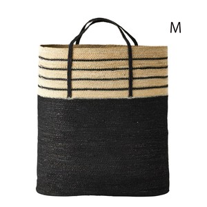 シーグラス バスケット ウィズハンドル 黒×ベージュ M  カゴ かご おしゃれ 輸入雑貨 収納