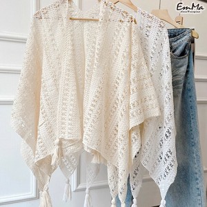 飾り編みショール タッセル 薄手 ニット カジュアル 春 秋   【2025SS】 ONK1061