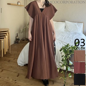 Casual Dress Long Dress V-Neck Shirring [2025 NEW]