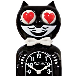 【予約販売】キットキャットクロック　クラシックブラック　ハートアイ（受注締切8月31日）