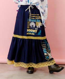 スカラーグラフィック柄 レース×サテンスカート