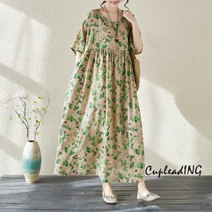 ＜SALE＞激安セール ビッグサイズ フラワープリント フレアロングワンピース ゆったりサイズ対応 半袖