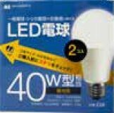 LED電球 2個入 40W形 昼光色 口金 E26 直径60mm 一般電球タイプ MX-LED40W2P-N