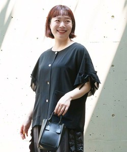 【2025春夏新作】ひんやり好きのSHJK 袖フリルリボン絞り シャツジャケット 接触冷感 3号5号