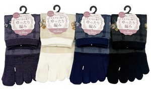 【秋冬新作】婦人フレーム花柄ゆったり5指クルー