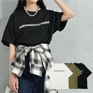 ロゴプリント5分袖ゆるTシャツ