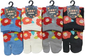 【秋冬新作】婦人椿柄足袋ロークルー