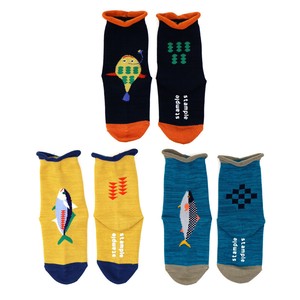 ★9月入荷予定★【2025秋冬予約】【3足組】おさかな クルーソックス3P【キッズ＆レディース】
