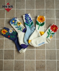 【HOOK -original- 】ポップフラワークルーソックス 靴下 メンズ レディース 花 かわいい