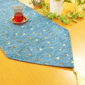 シェニールランナー 190×32cm　L(ロングサイズ)　月と星/ブルー NRL-AYBL2