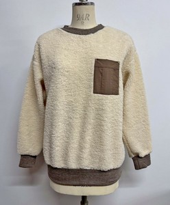 【25AW】ベアー ボア素材 ポケット付き 長袖 プルオーバー