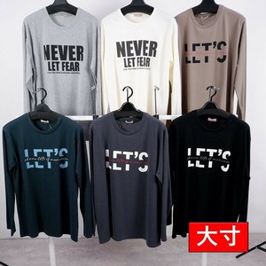メンズ 大寸 ヘビーウェイト プリント ロンT 長袖 カットソー 長袖カットソー 長袖Tシャツ ロゴ　英字