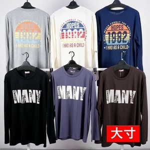 メンズ 大寸 ヘビーウェイト プリント ロンT 長袖 カットソー 長袖カットソー 長袖Tシャツ ロゴ　英字