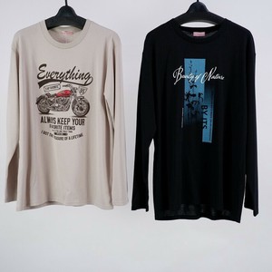 メンズ ヘビーウェイト プリント ロンT 長袖 カットソー 長袖カットソー 長袖Tシャツ ロゴ 転写 バイク