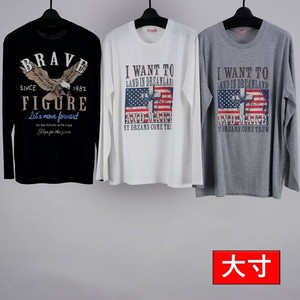 メンズ 大寸 ヘビーウェイト プリント ロンT 長袖 カットソー 長袖カットソー 長袖Tシャツ ロゴ　転写 国旗