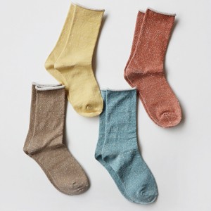 ★9月入荷予定★【2025秋冬予約】【1Pソックス】内側シルク　ゴムなしクルーソックス【レディース】